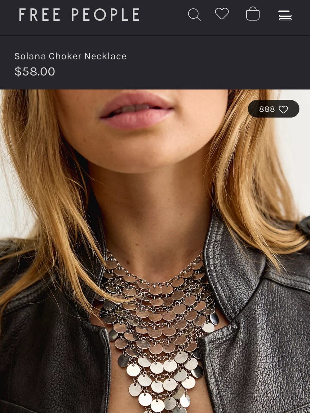 Free People Silver Layered Coin Statement Necklace